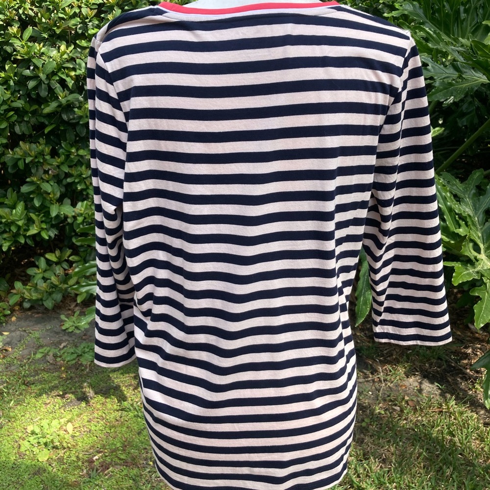 Talbots blue and white striped tee - Picture 4 of 6